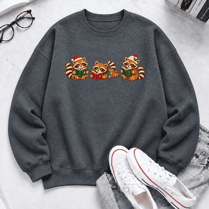 Cozy Christmas Cats Softstyle Sweatshirt | Holiday Reader Gift Dark Heather