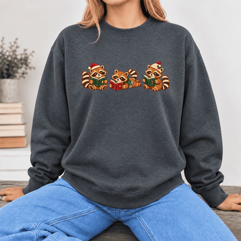 Cozy Christmas Cats Softstyle Sweatshirt | Holiday Reader Gift Dark Heather