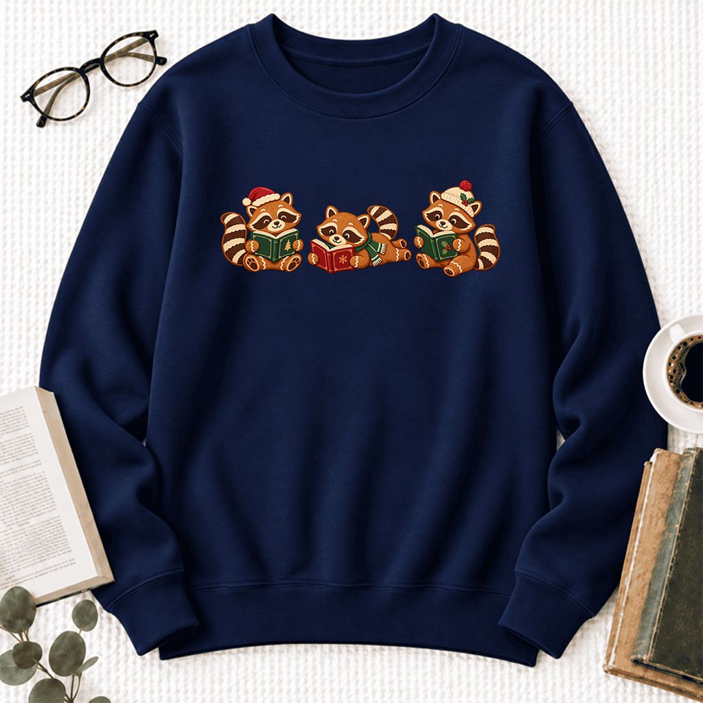Cozy Christmas Cats Softstyle Sweatshirt | Holiday Reader Gift Navy