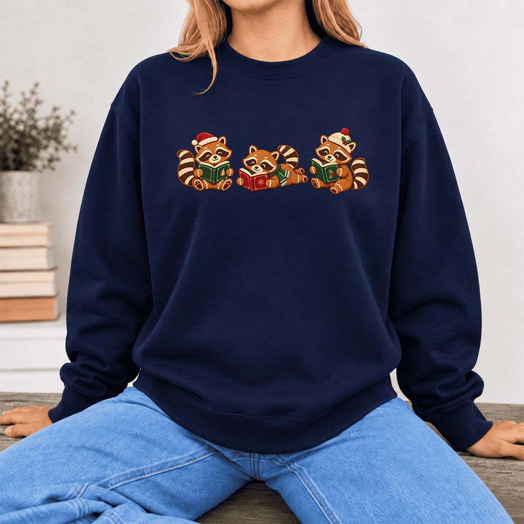Cozy Christmas Cats Softstyle Sweatshirt | Holiday Reader Gift Navy