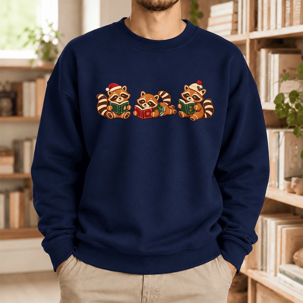 Cozy Christmas Cats Softstyle Sweatshirt | Holiday Reader Gift Navy