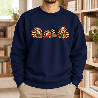 Cozy Christmas Cats Softstyle Sweatshirt | Holiday Reader Gift Navy