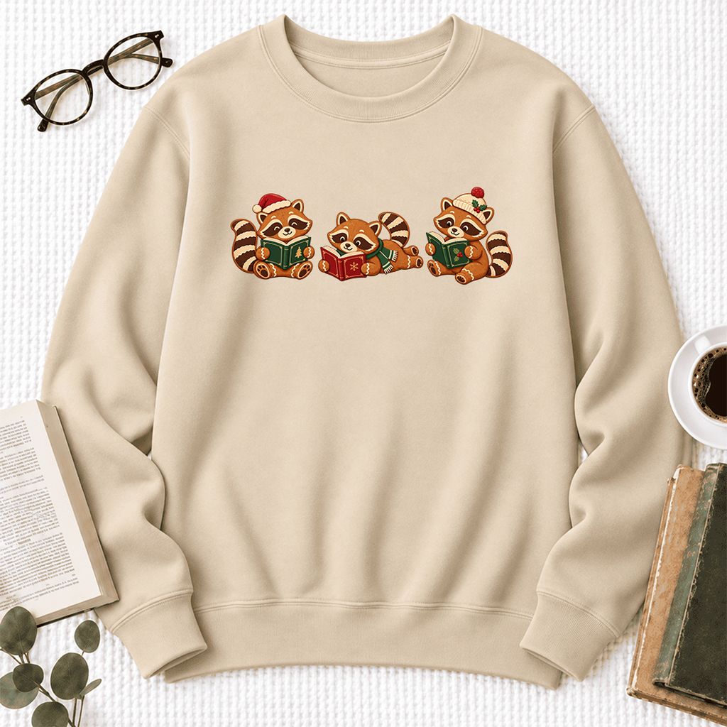 Cozy Christmas Cats Softstyle Sweatshirt | Holiday Reader Gift Sand