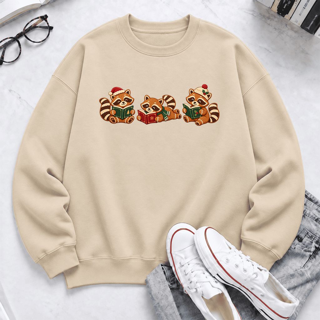 Cozy Christmas Cats Softstyle Sweatshirt | Holiday Reader Gift Sand