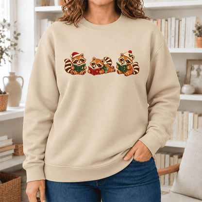 Cozy Christmas Cats Softstyle Sweatshirt | Holiday Reader Gift Sand