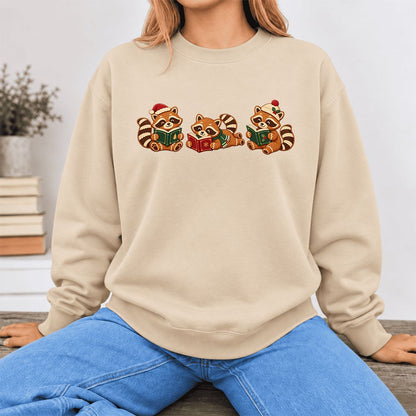 Cozy Christmas Cats Softstyle Sweatshirt | Holiday Reader Gift Sand