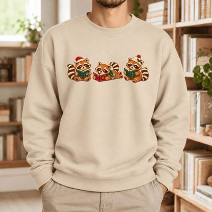 Cozy Christmas Cats Softstyle Sweatshirt | Holiday Reader Gift Sand