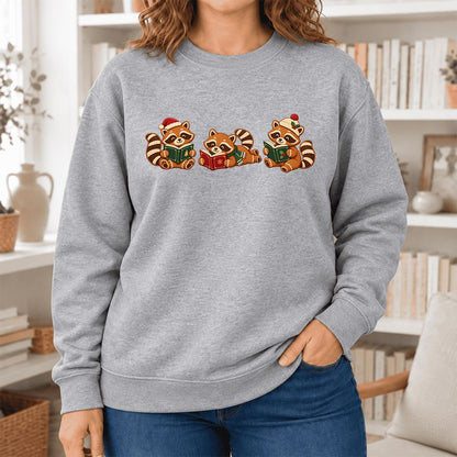 Cozy Christmas Cats Softstyle Sweatshirt | Holiday Reader Gift Sport Grey