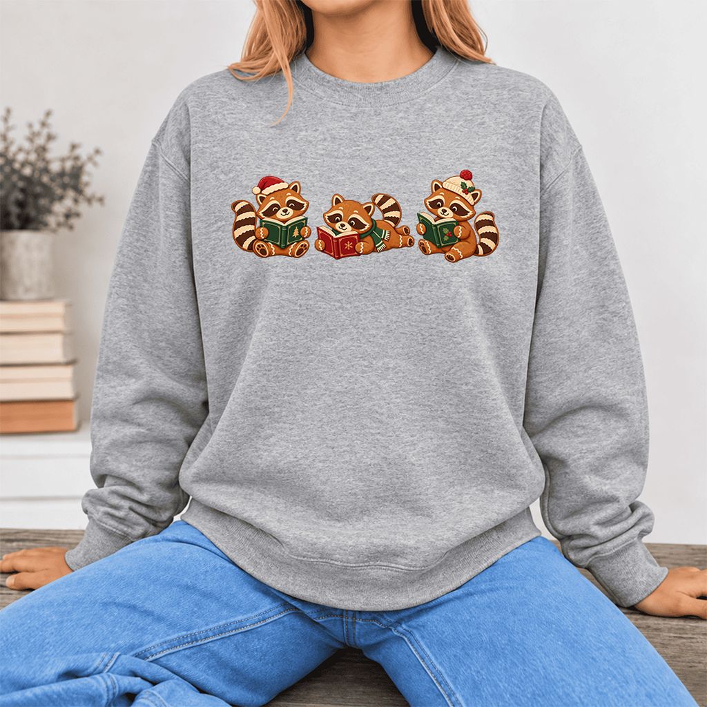Cozy Christmas Cats Softstyle Sweatshirt | Holiday Reader Gift Sport Grey