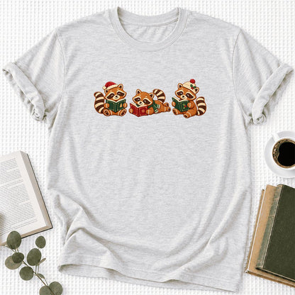 Cozy Christmas Cats Ultra-Soft Cotton T-Shirt | Holiday Reader Gift Ash