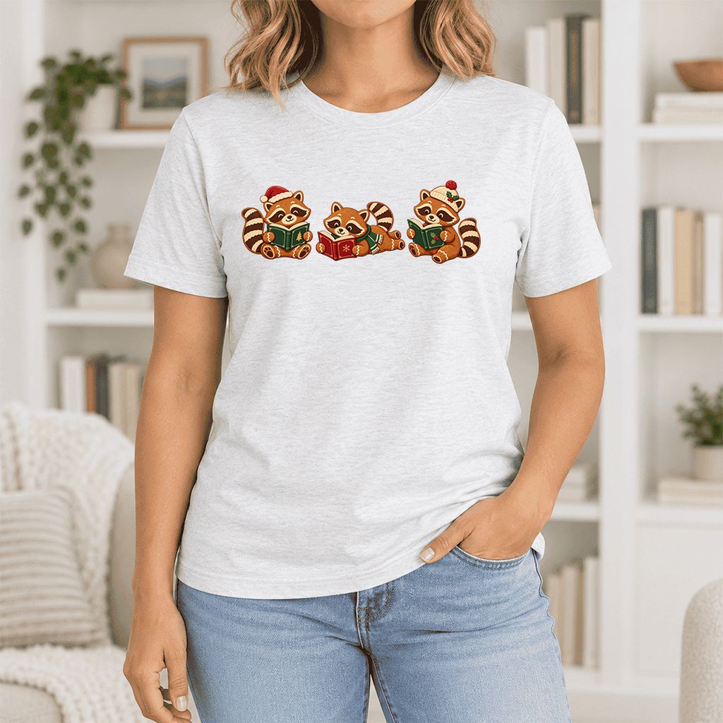 Cozy Christmas Cats Ultra-Soft Cotton T-Shirt | Holiday Reader Gift Ash