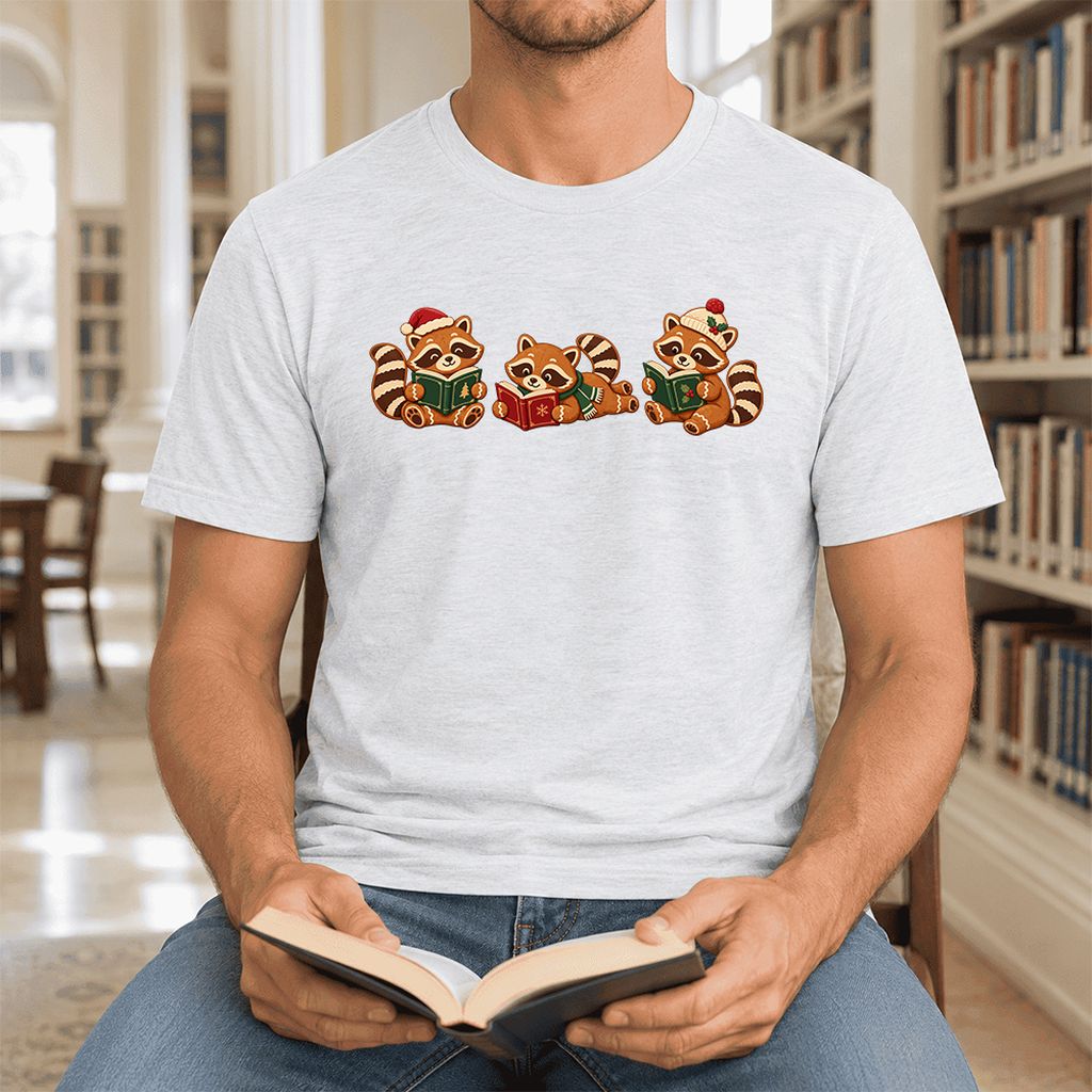 Cozy Christmas Cats Ultra-Soft Cotton T-Shirt | Holiday Reader Gift Ash