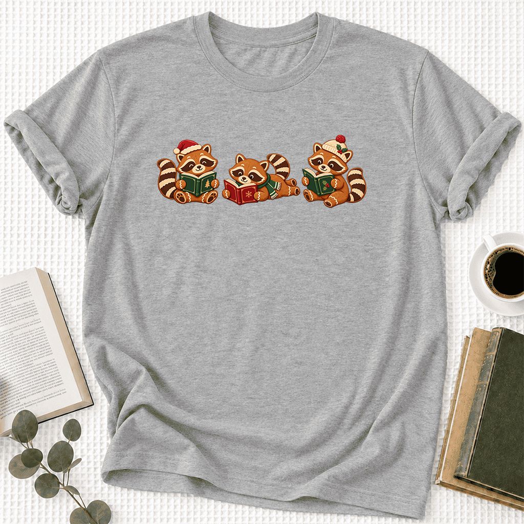 Cozy Christmas Cats Ultra-Soft Cotton T-Shirt | Holiday Reader Gift Athletic Heather