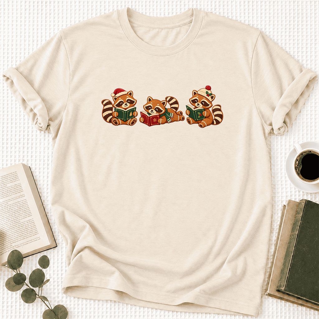 Cozy Christmas Cats Ultra-Soft Cotton T-Shirt | Holiday Reader Gift Natural