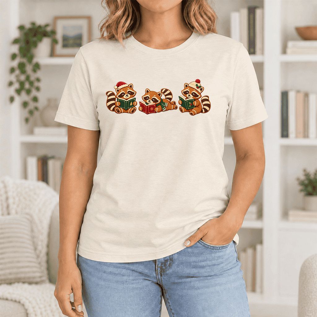 Cozy Christmas Cats Ultra-Soft Cotton T-Shirt | Holiday Reader Gift Natural