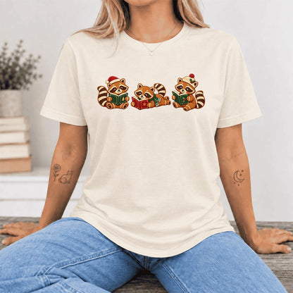 Cozy Christmas Cats Ultra-Soft Cotton T-Shirt | Holiday Reader Gift Natural