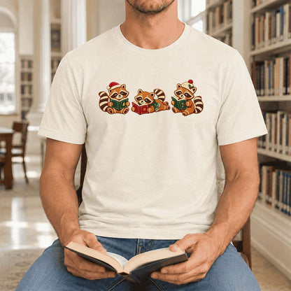 Cozy Christmas Cats Ultra-Soft Cotton T-Shirt | Holiday Reader Gift Natural