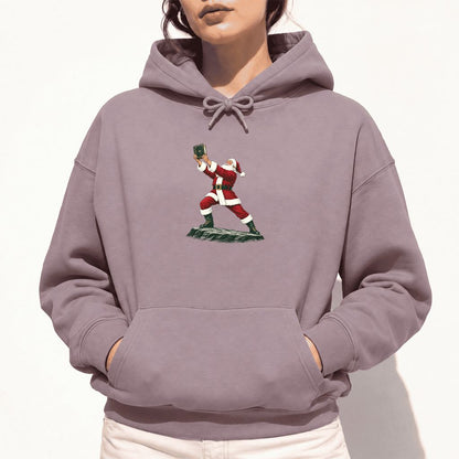 Santa Claus Holding Up A Green Book Softstyle Hoodie | Christmas Gift Paragon