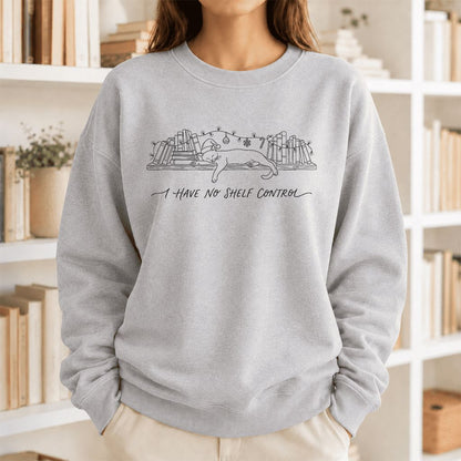 I Have No Shelf Control Printed Sweatshirt | Christmas Book Lover Gift Sport Grey