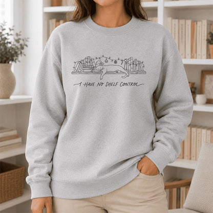I Have No Shelf Control Printed Sweatshirt | Christmas Book Lover Gift Sport Grey