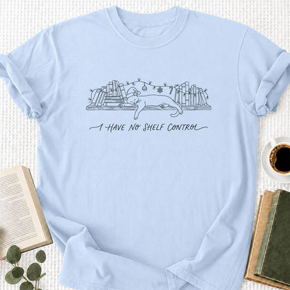 I Have No Shelf Control Printed T-Shirt | Christmas Book Lover Gift Light Blue