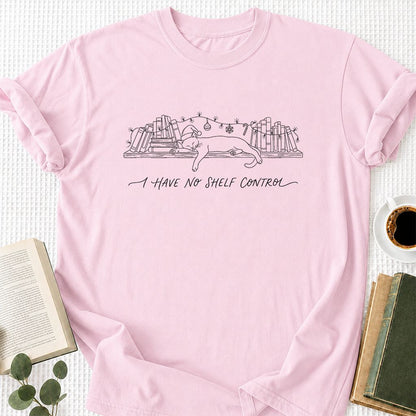 I Have No Shelf Control Printed T-Shirt | Christmas Book Lover Gift Light Pink