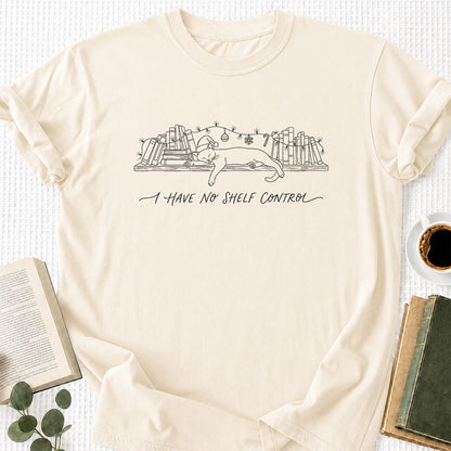 I Have No Shelf Control Printed T-Shirt | Christmas Book Lover Gift Natural