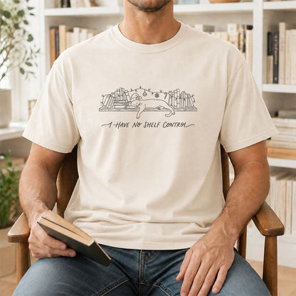 I Have No Shelf Control Printed T-Shirt | Christmas Book Lover Gift Natural