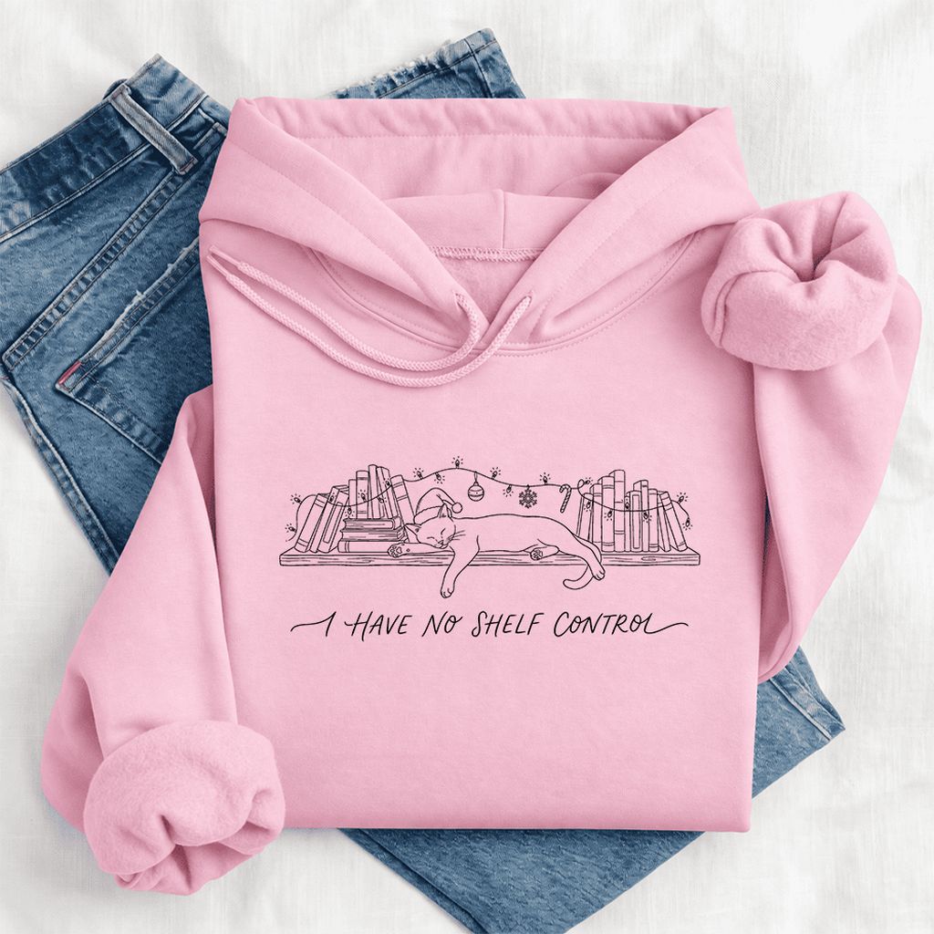 I Have No Shelf Control Softstyle Hoodie | Christmas Book Lover Gift Light Pink