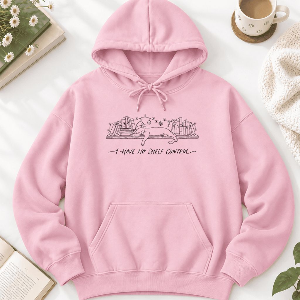 I Have No Shelf Control Softstyle Hoodie | Christmas Book Lover Gift Light Pink