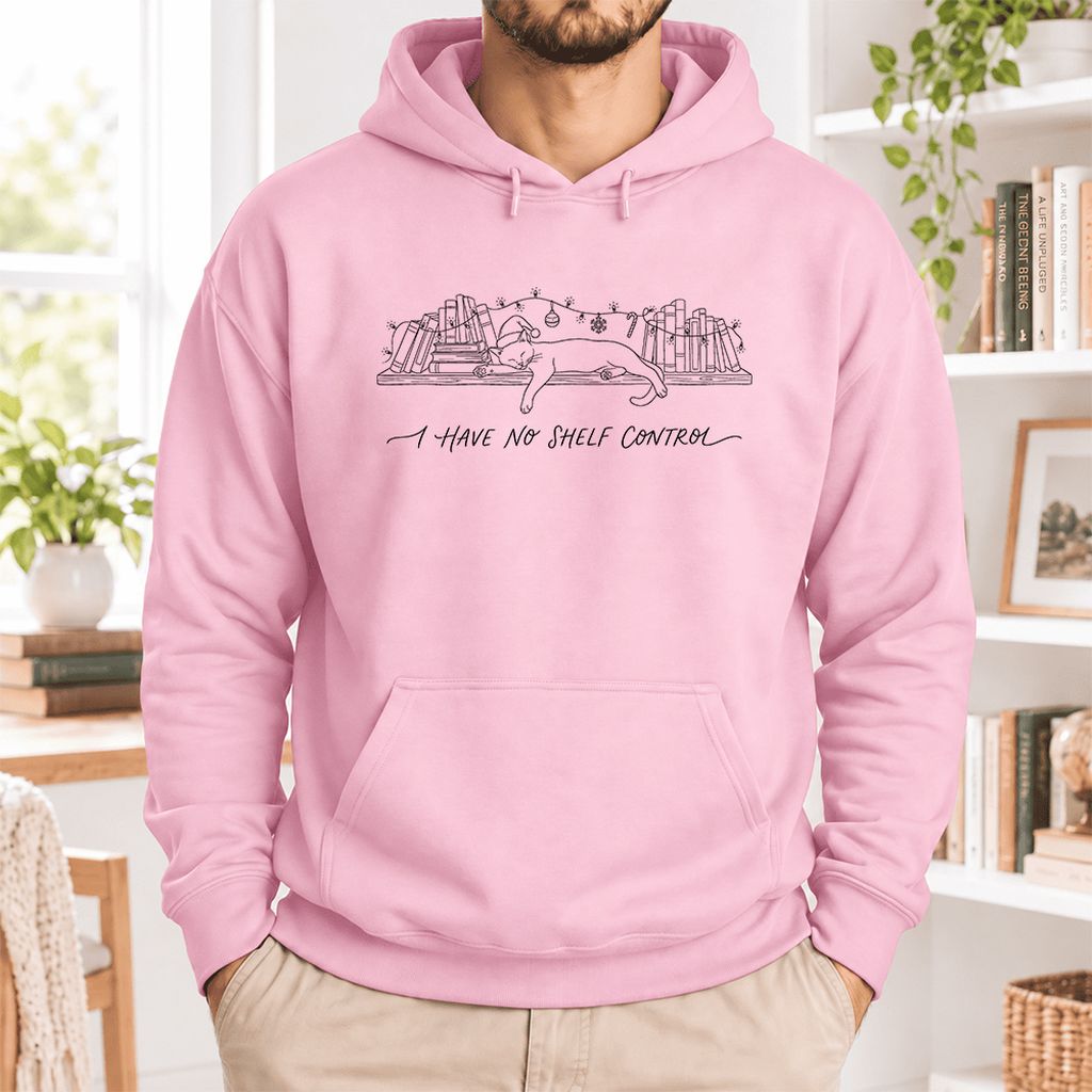 I Have No Shelf Control Softstyle Hoodie | Christmas Book Lover Gift Light Pink