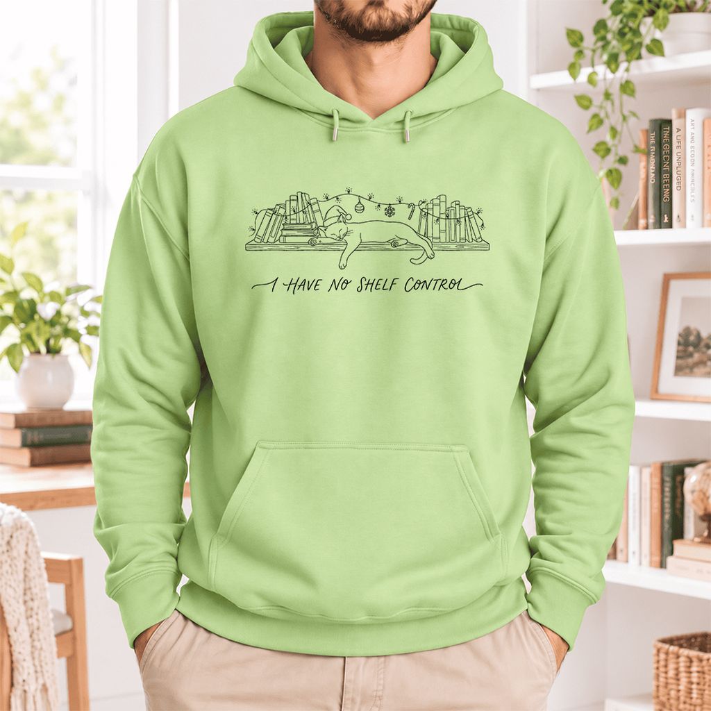 I Have No Shelf Control Softstyle Hoodie | Christmas Book Lover Gift Pistachio