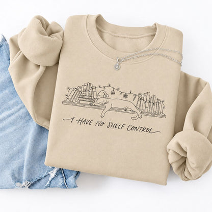 I Have No Shelf Control Softstyle Sweatshirt | Christmas Book Lover Gift Sand