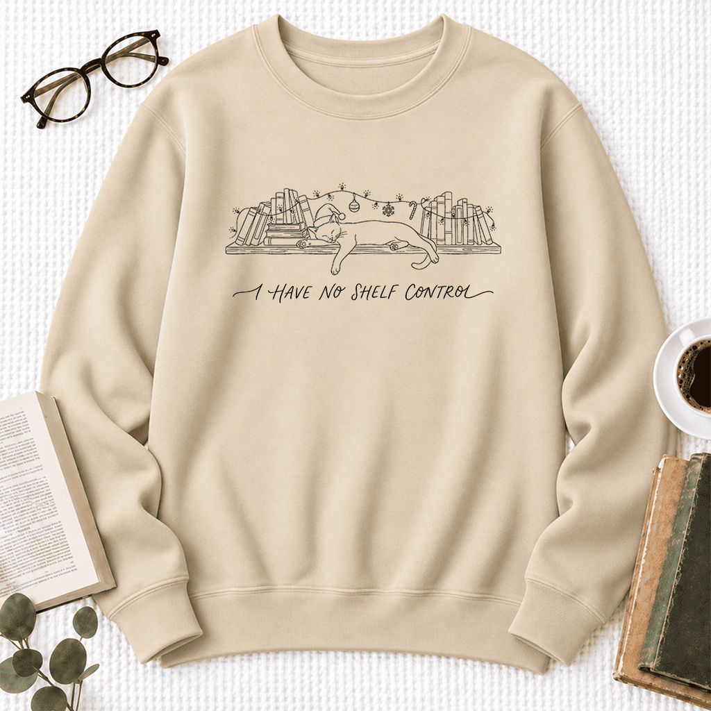 I Have No Shelf Control Softstyle Sweatshirt | Christmas Book Lover Gift Sand