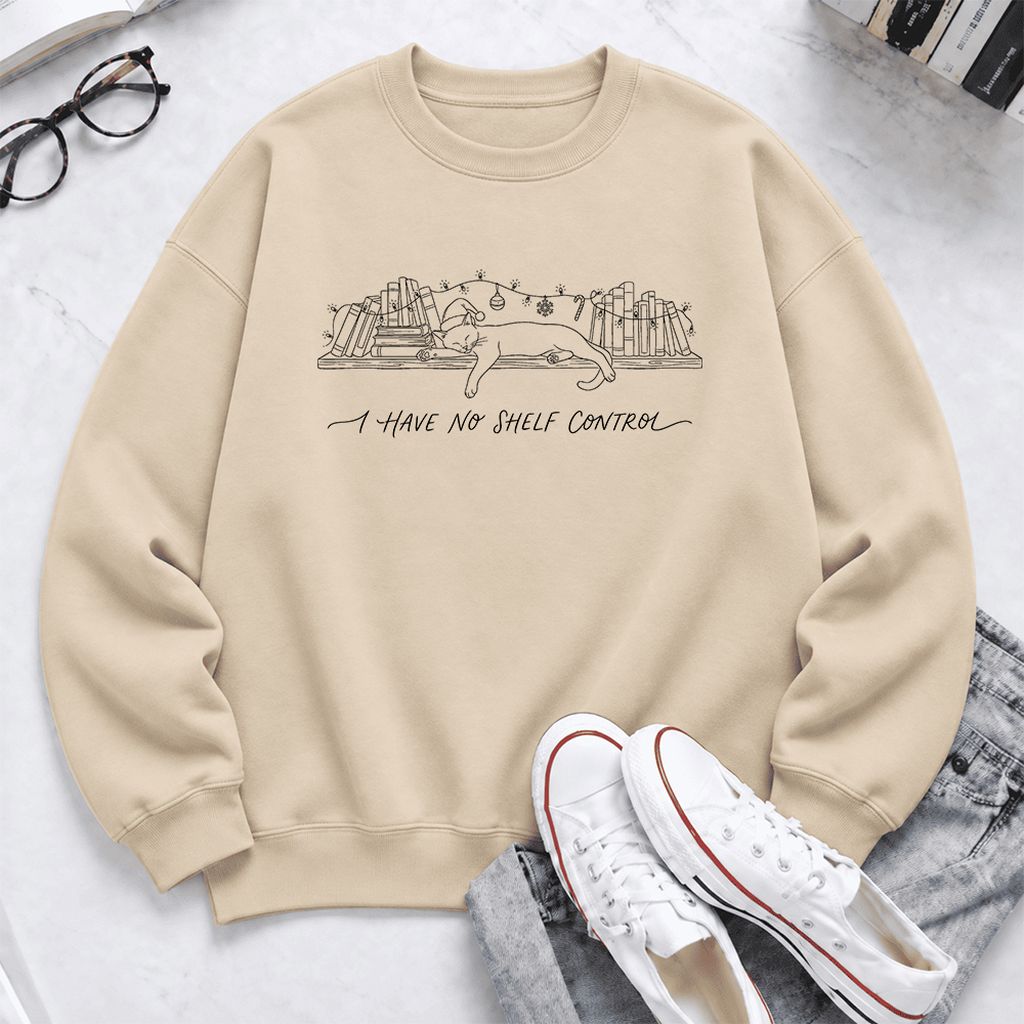 I Have No Shelf Control Softstyle Sweatshirt | Christmas Book Lover Gift Sand