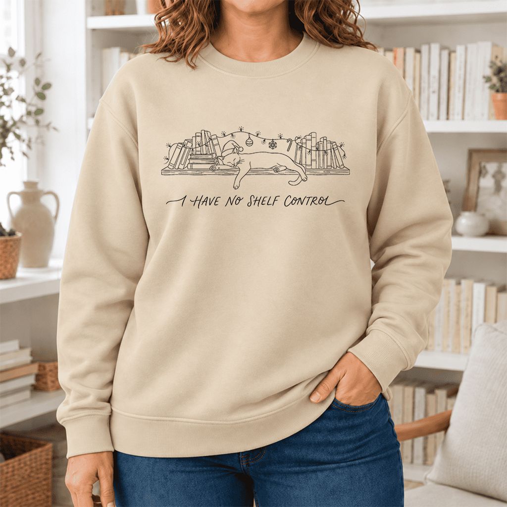 I Have No Shelf Control Softstyle Sweatshirt | Christmas Book Lover Gift Sand