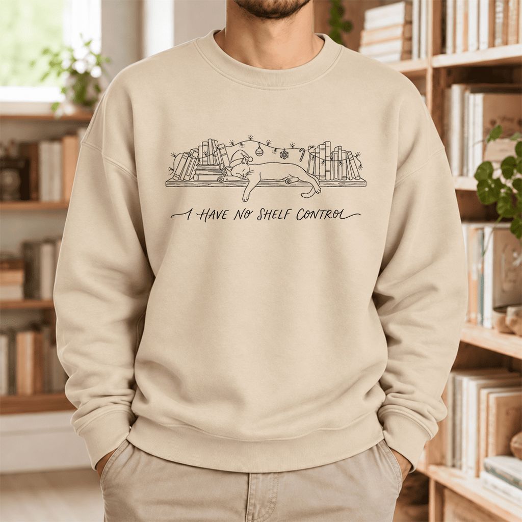 I Have No Shelf Control Softstyle Sweatshirt | Christmas Book Lover Gift Sand