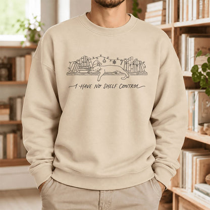 I Have No Shelf Control Softstyle Sweatshirt | Christmas Book Lover Gift Sand