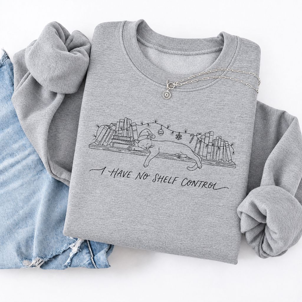 I Have No Shelf Control Softstyle Sweatshirt | Christmas Book Lover Gift Sport Grey