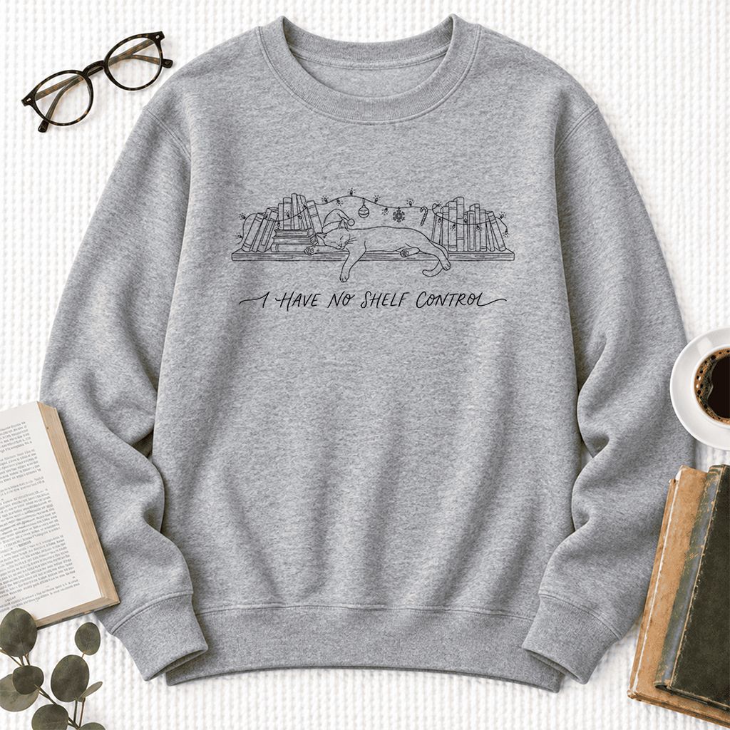 I Have No Shelf Control Softstyle Sweatshirt | Christmas Book Lover Gift Sport Grey