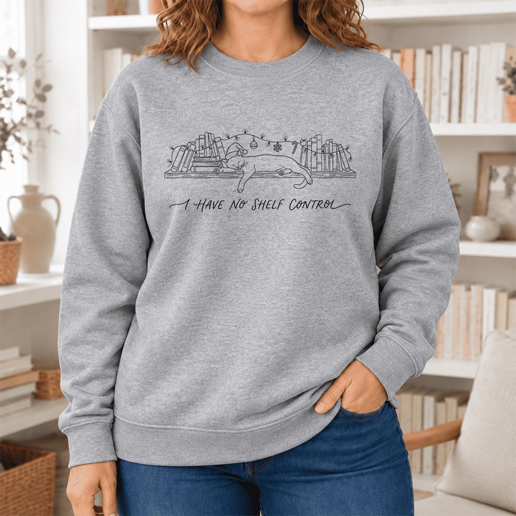 I Have No Shelf Control Softstyle Sweatshirt | Christmas Book Lover Gift Sport Grey