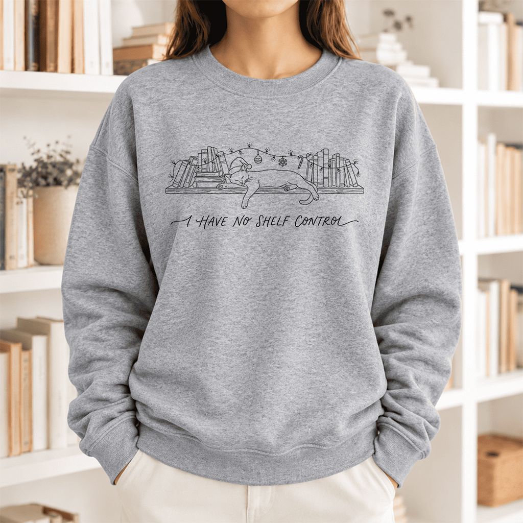 I Have No Shelf Control Softstyle Sweatshirt | Christmas Book Lover Gift Sport Grey