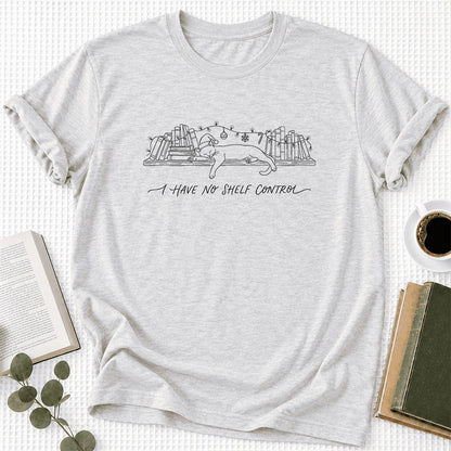 I Have No Shelf Control Ultra-Soft Cotton T-Shirt | Christmas Book Lover Gift Ash