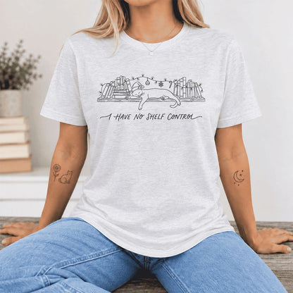 I Have No Shelf Control Ultra-Soft Cotton T-Shirt | Christmas Book Lover Gift Ash