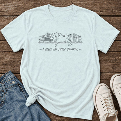 I Have No Shelf Control Ultra-Soft Cotton T-Shirt | Christmas Book Lover Gift Heather Ice Blue