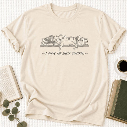 I Have No Shelf Control Ultra-Soft Cotton T-Shirt | Christmas Book Lover Gift Natural