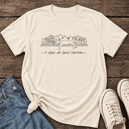 I Have No Shelf Control Ultra-Soft Cotton T-Shirt | Christmas Book Lover Gift Natural