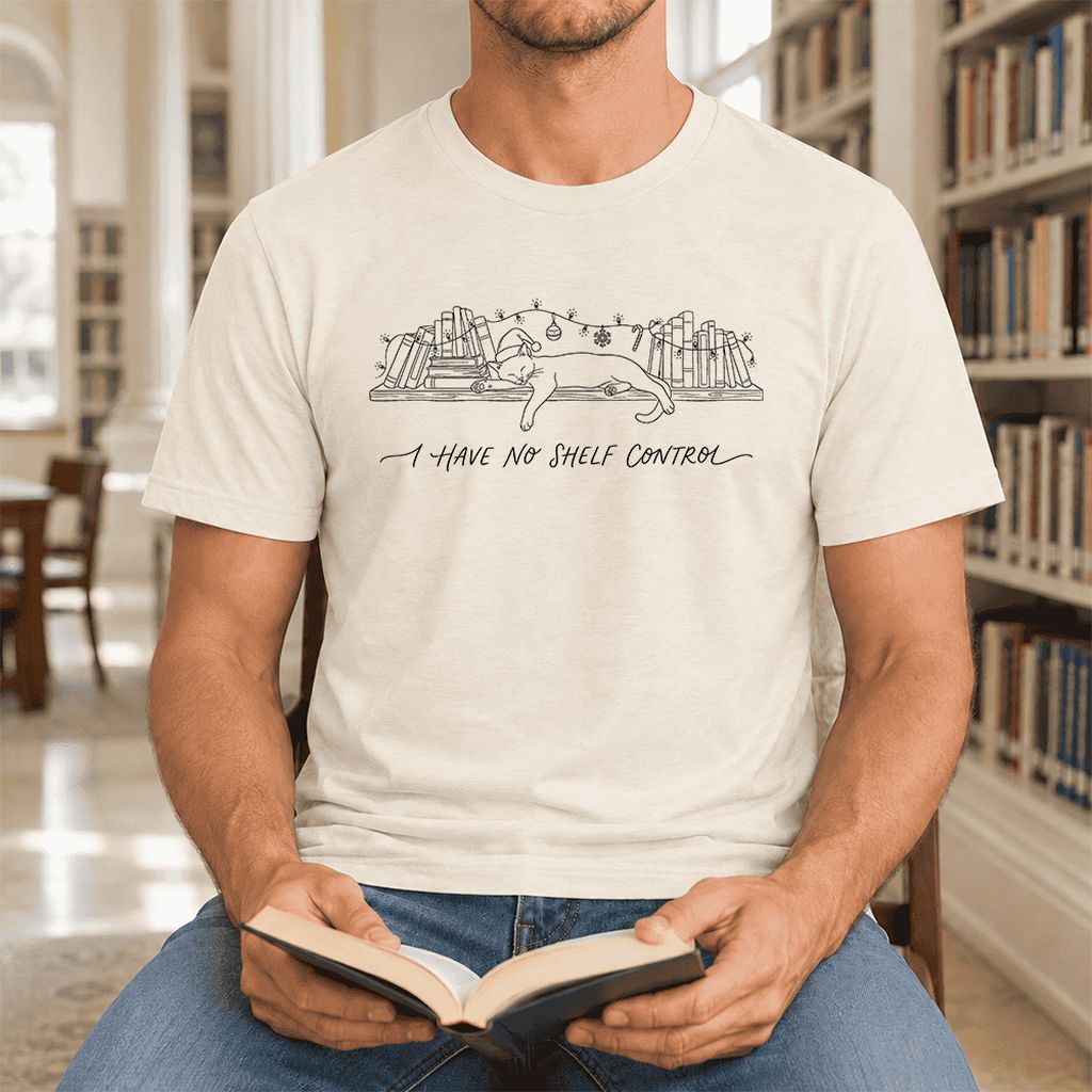 I Have No Shelf Control Ultra-Soft Cotton T-Shirt | Christmas Book Lover Gift Natural