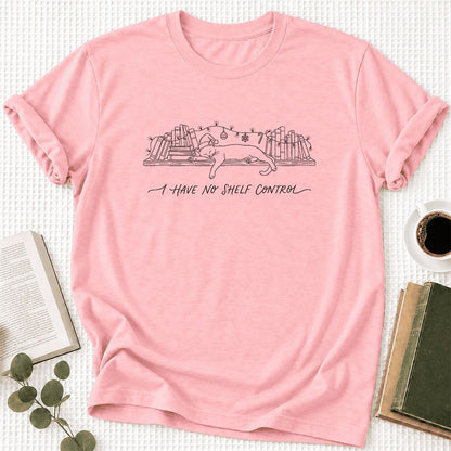 I Have No Shelf Control Ultra-Soft Cotton T-Shirt | Christmas Book Lover Gift Pink