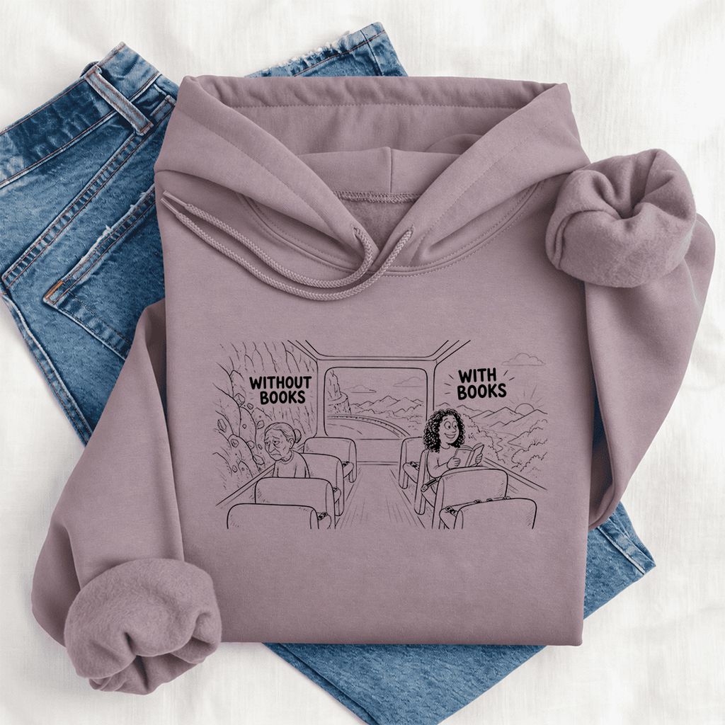Without Books With Books Softstyle Hoodie | Reader Gift Paragon